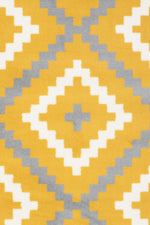 Stair Runner Hard Wearing Kitchen Mat - Texas Yellow & Grey Geometric Tiles - Bargainia.com - 