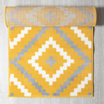 Stair Runner Hard Wearing Kitchen Mat - Texas Yellow & Grey Geometric Tiles - Bargainia.com - 