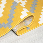 Stair Runner Hard Wearing Kitchen Mat - Texas Yellow & Grey Geometric Tiles - Bargainia.com - 