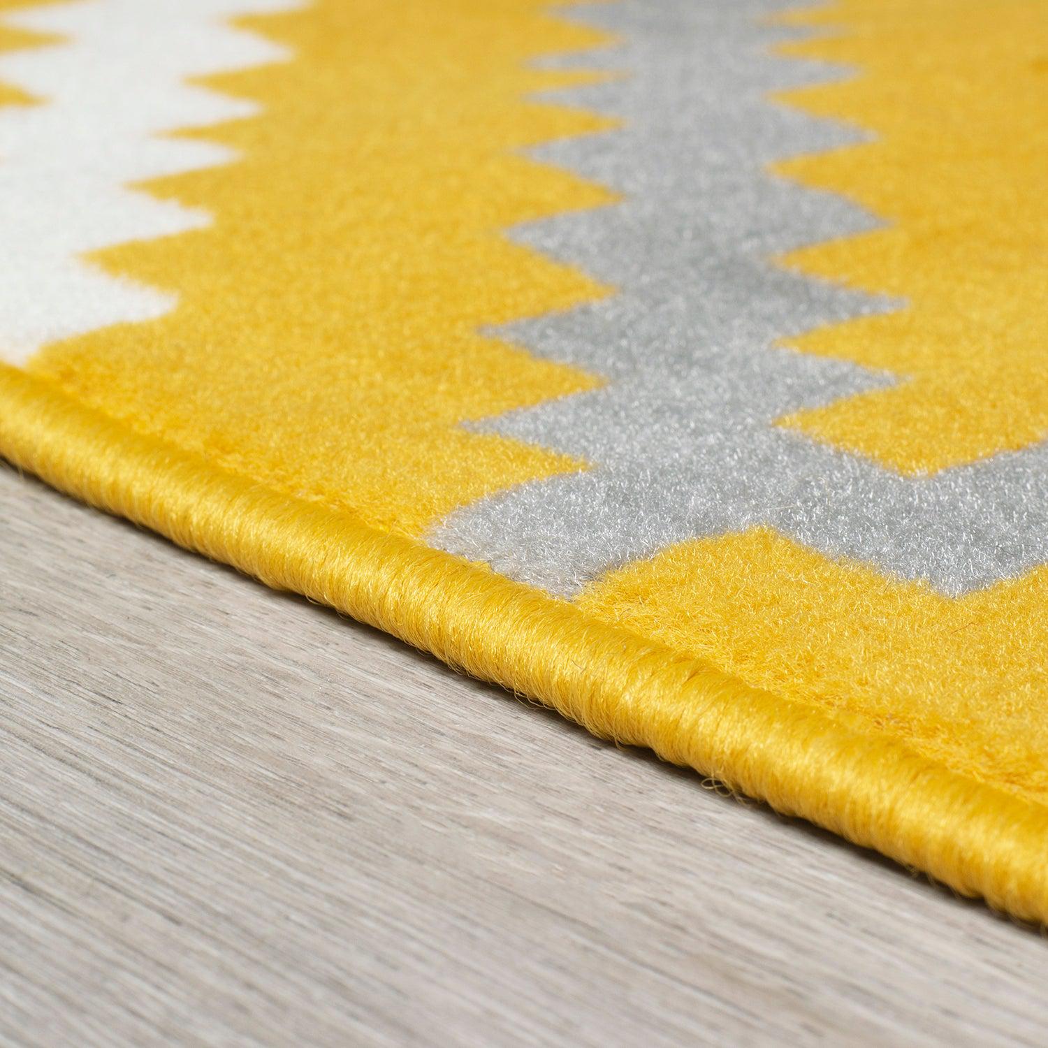 Stair Runner Hard Wearing Kitchen Mat - Texas Yellow & Grey Geometric Tiles - Bargainia.com - 