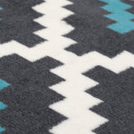 Stair Runner Hessian Backed Kitchen Mat - Texas Blue & Grey Geometric Tiles - Bargainia.com - 
