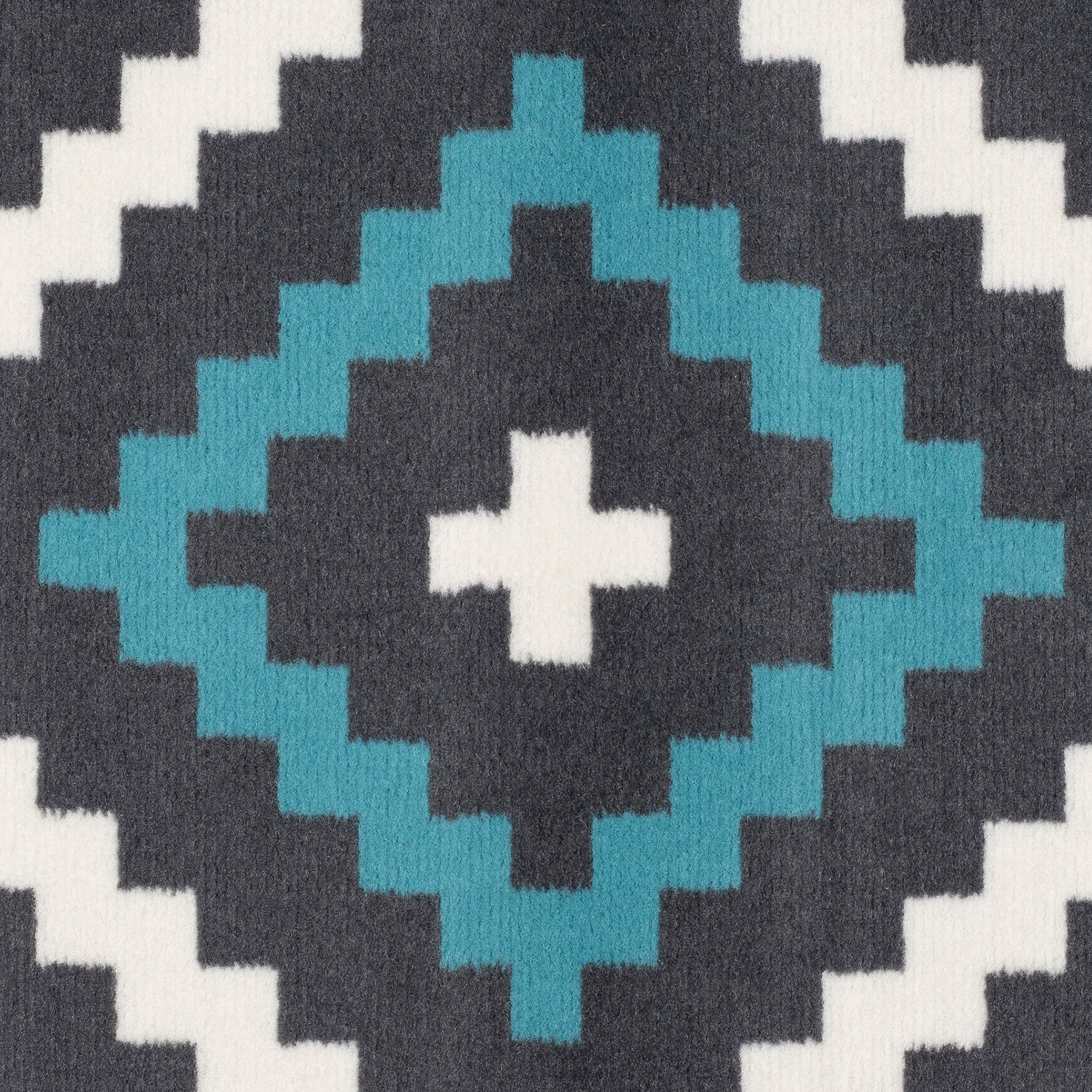Stair Runner Hessian Backed Kitchen Mat - Texas Blue & Grey Geometric Tiles - Bargainia.com - 