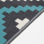 Stair Runner Hessian Backed Kitchen Mat - Texas Blue & Grey Geometric Tiles - Bargainia.com - 