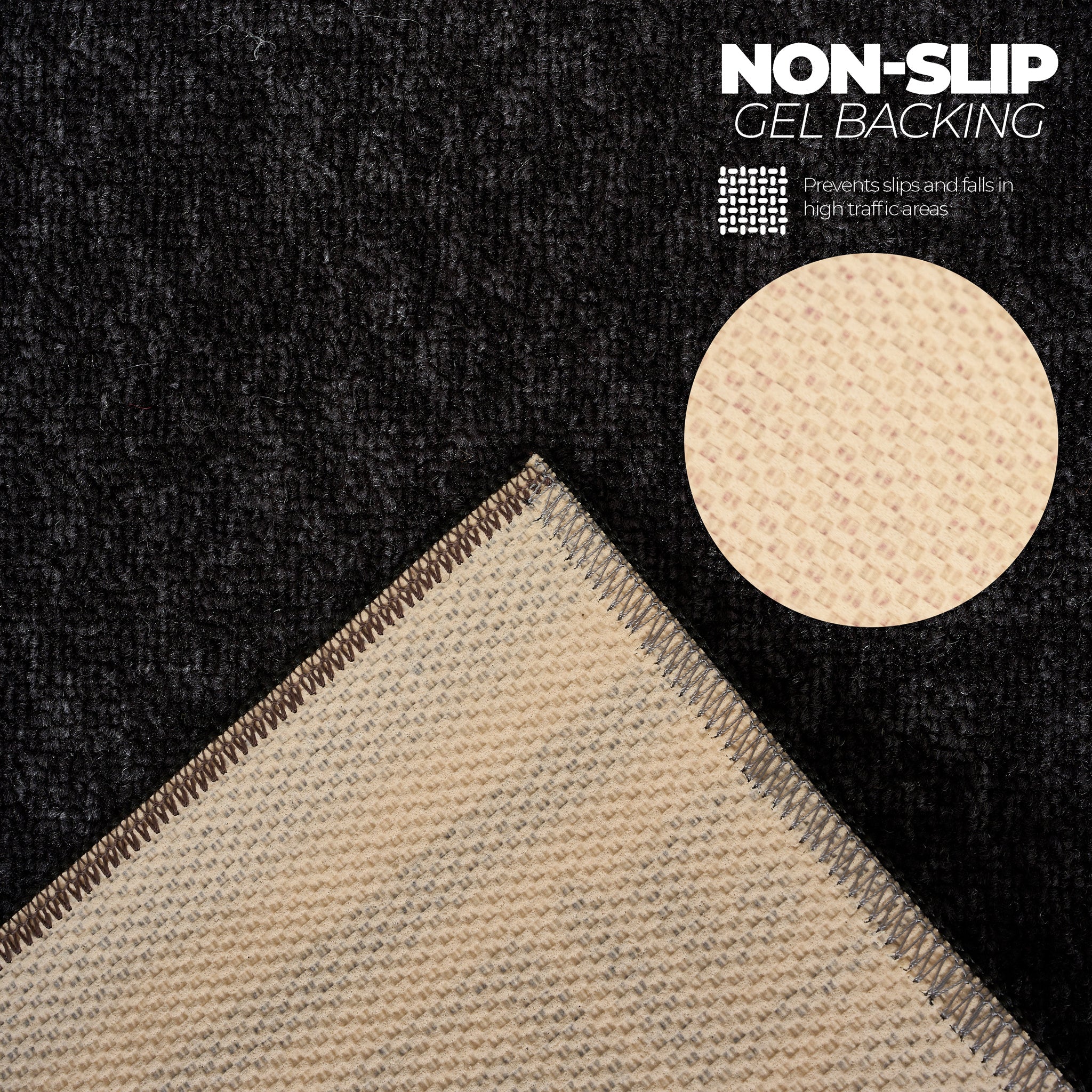 Stair Runner Non-Slip Kitchen Mat - Black Luna Stair Runner Rug Masters