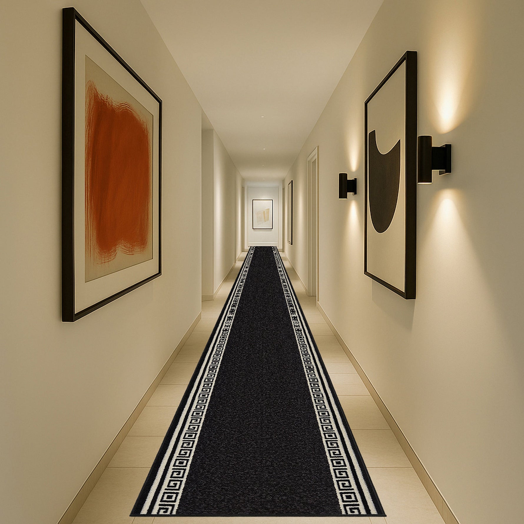 Stair Runner Non - Slip Kitchen Mat - Black Luna - Bargainia.com - 