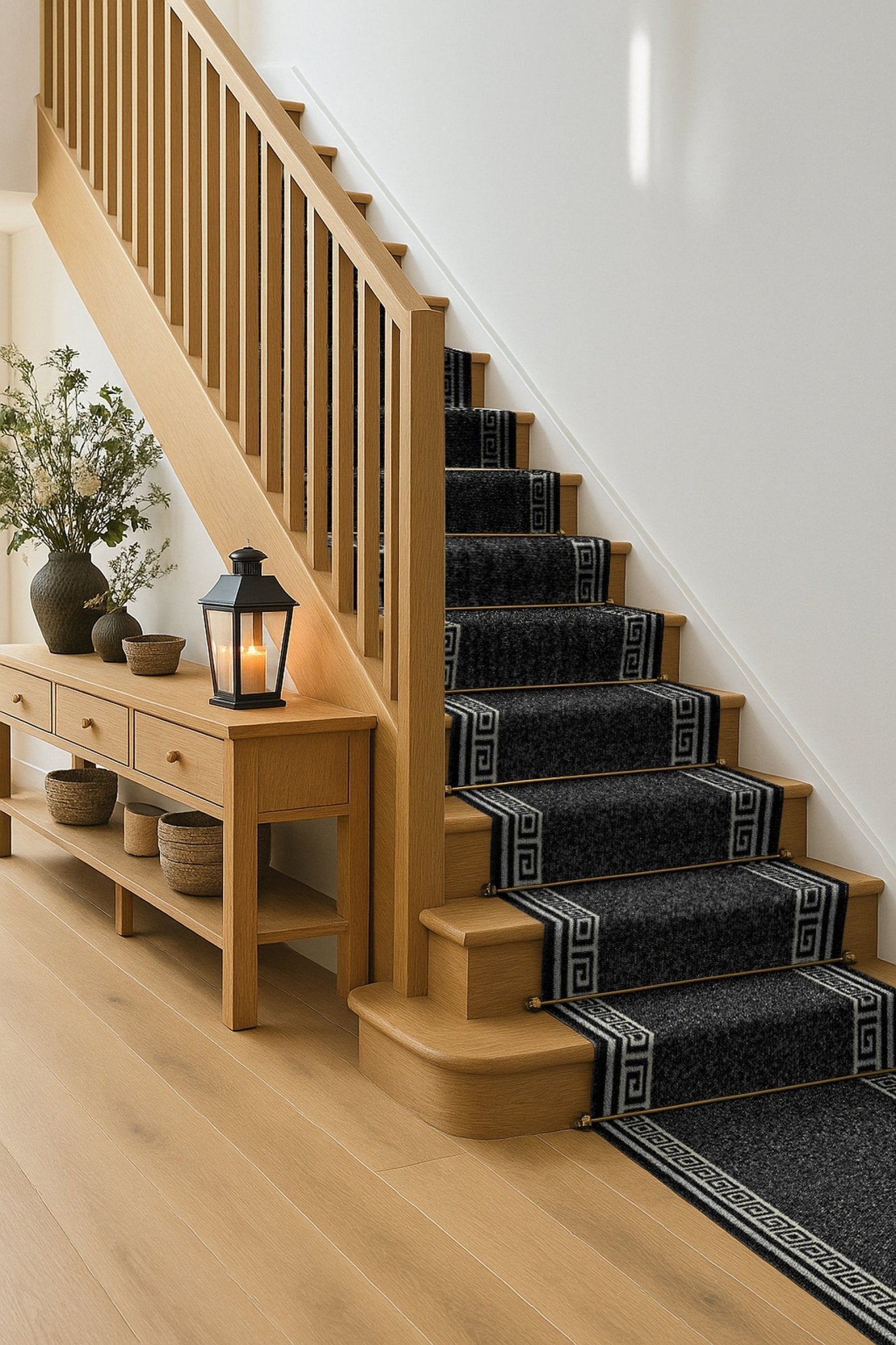 Stair Runner Non-Slip Kitchen Mat - Black Luna Stair Runner Rug Masters