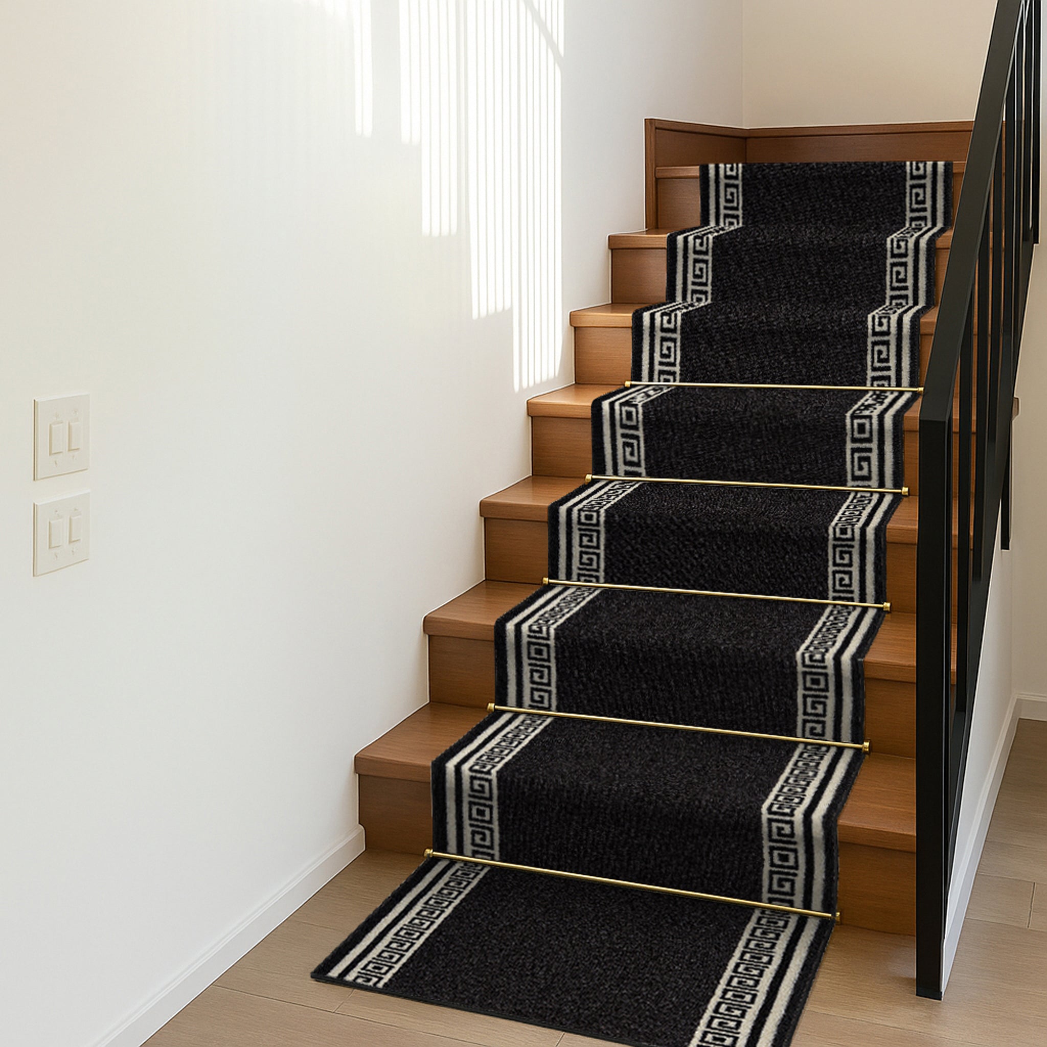 Stair Runner Non-Slip Kitchen Mat - Black Luna Stair Runner Rug Masters