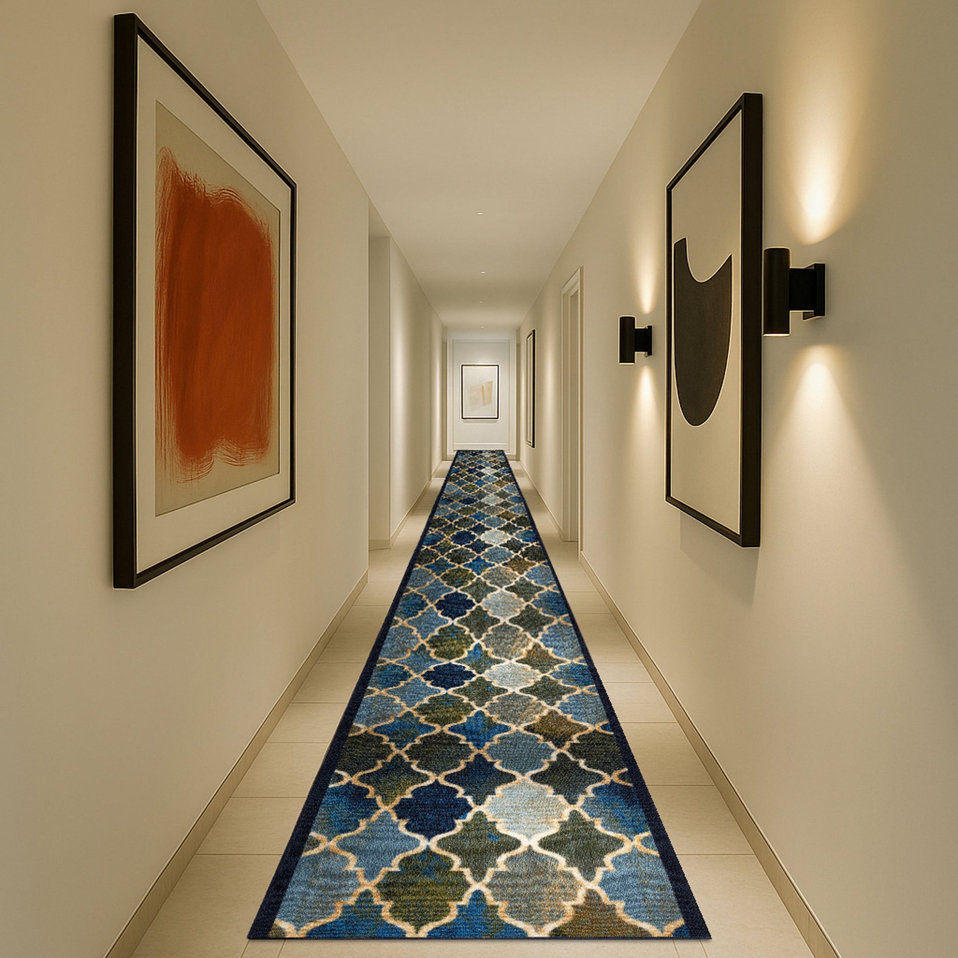 Stair Runner Non-Slip Kitchen Mat - Blue Anejo Stair Runner Rug Masters