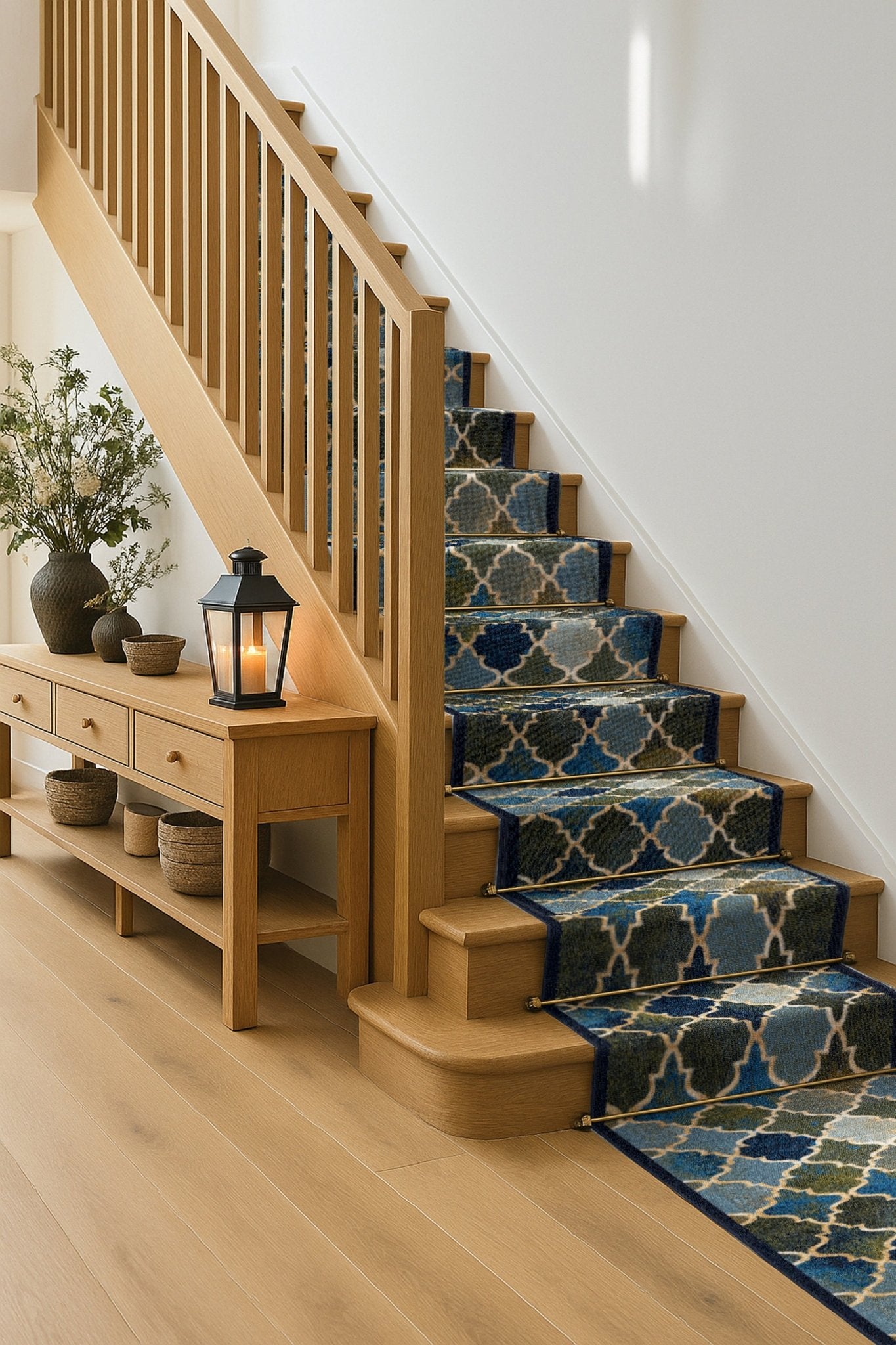 Stair Runner Non-Slip Kitchen Mat - Blue Anejo Stair Runner Rug Masters