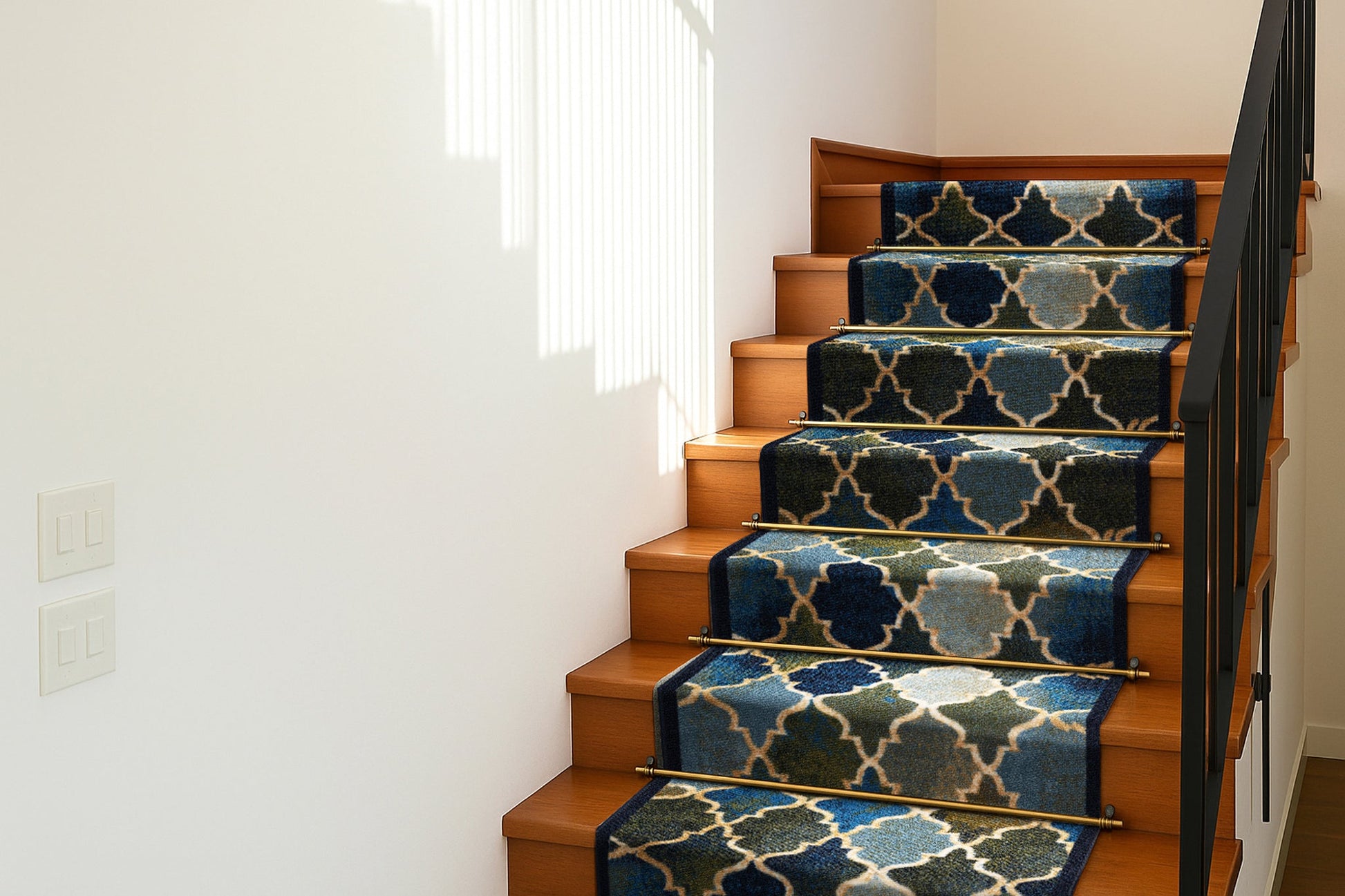 Stair Runner Non-Slip Kitchen Mat - Blue Anejo Stair Runner Rug Masters