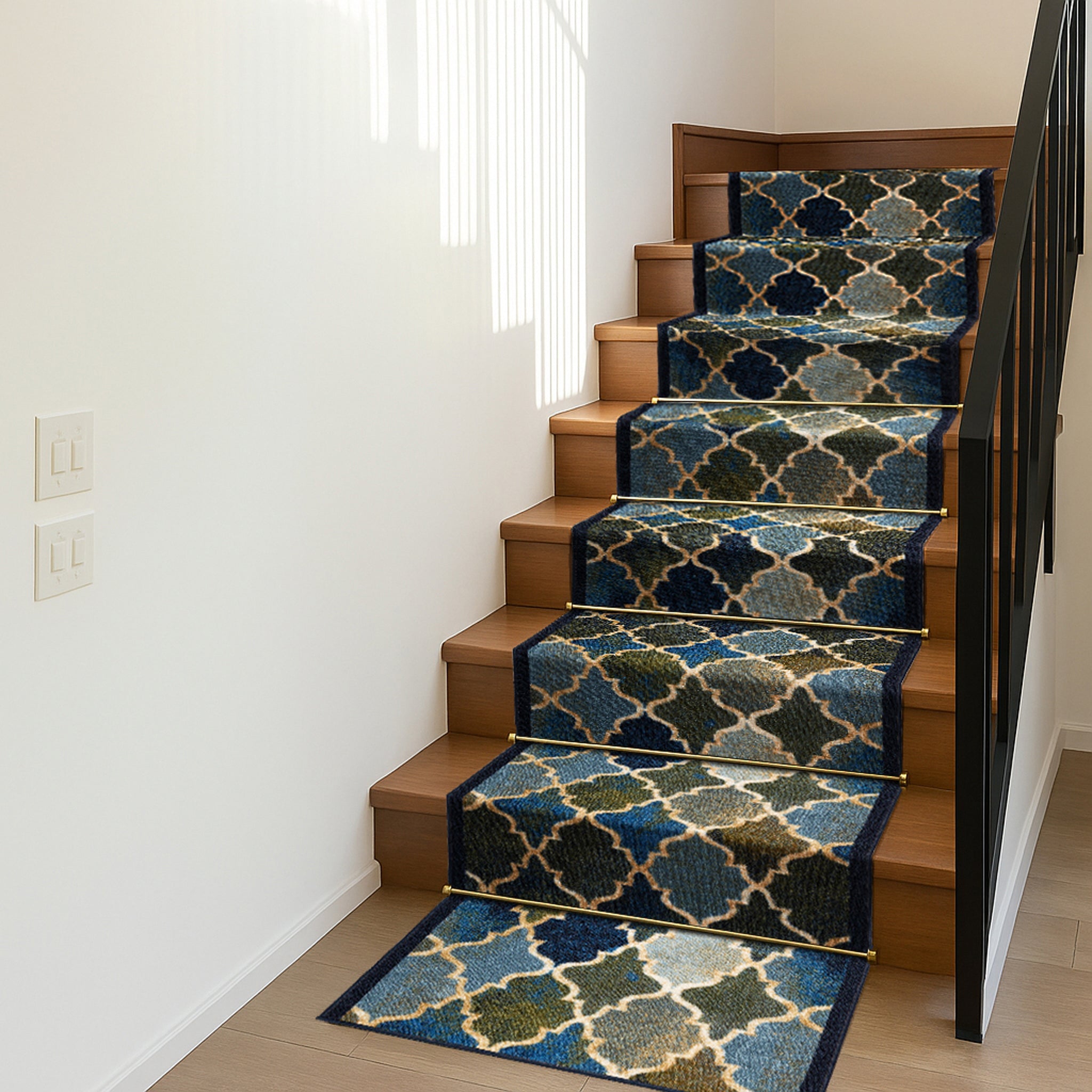 Stair Runner Non - Slip Kitchen Mat - Blue Anejo - Bargainia.com - 