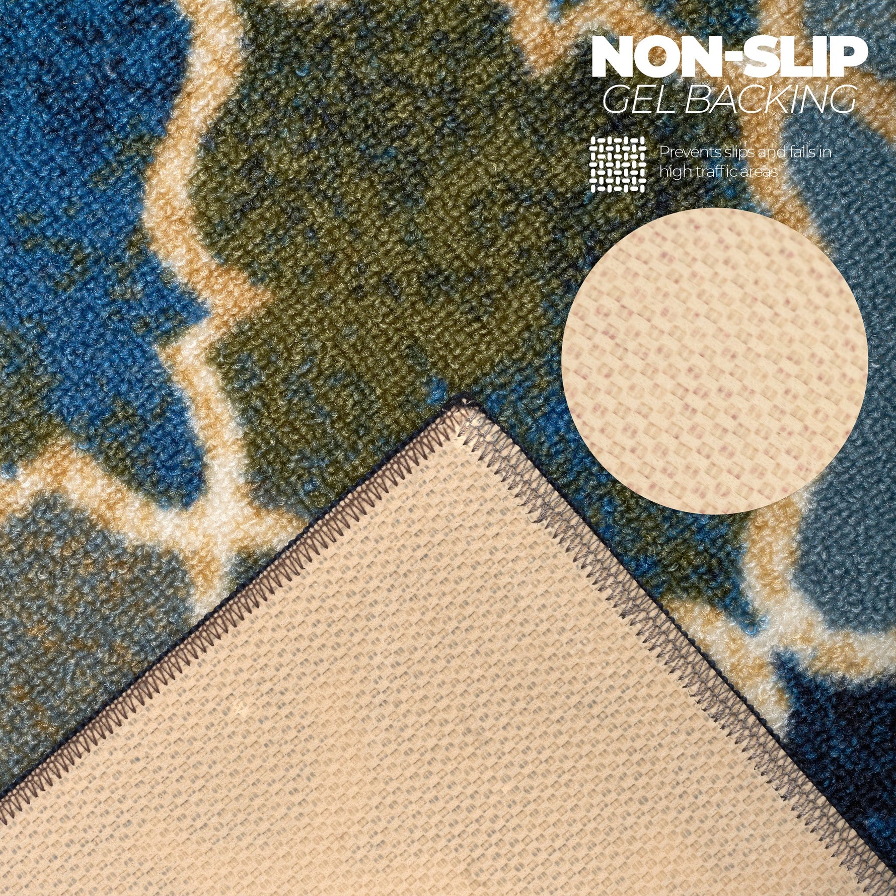 Stair Runner Non - Slip Kitchen Mat - Blue Anejo - Bargainia.com - 