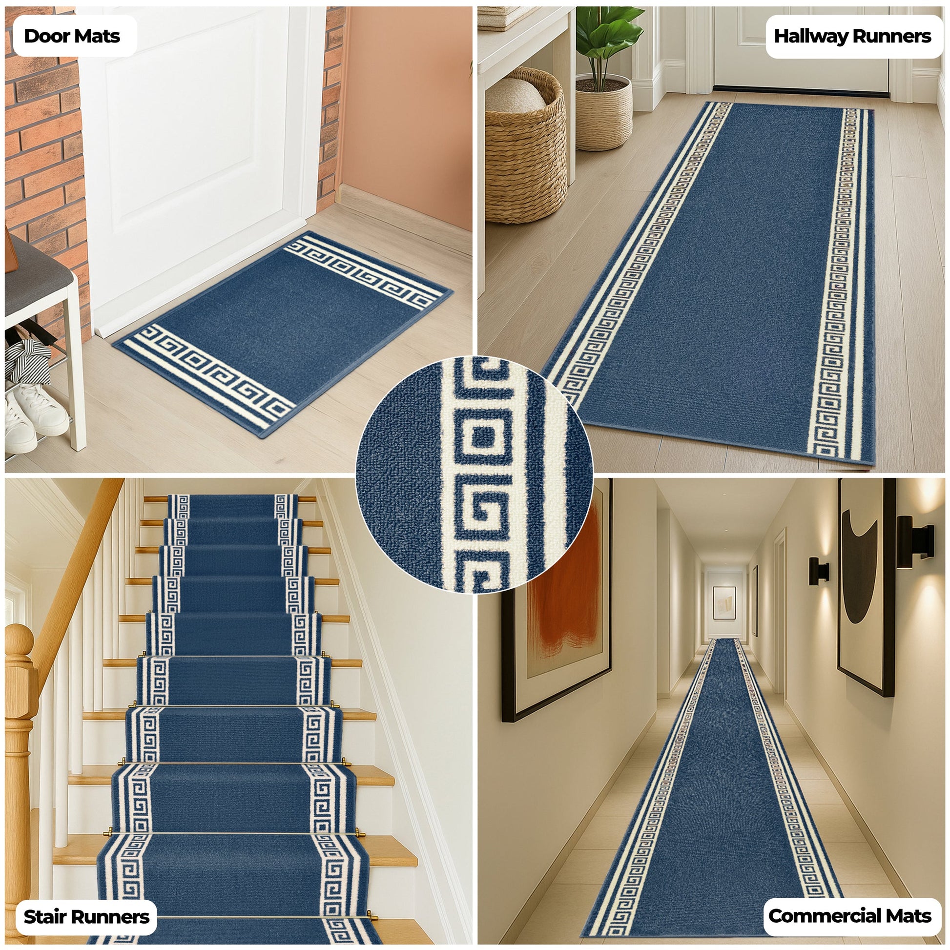 Stair Runner Non-Slip Kitchen Mat - Blue Luna Stair Runner Rug Masters