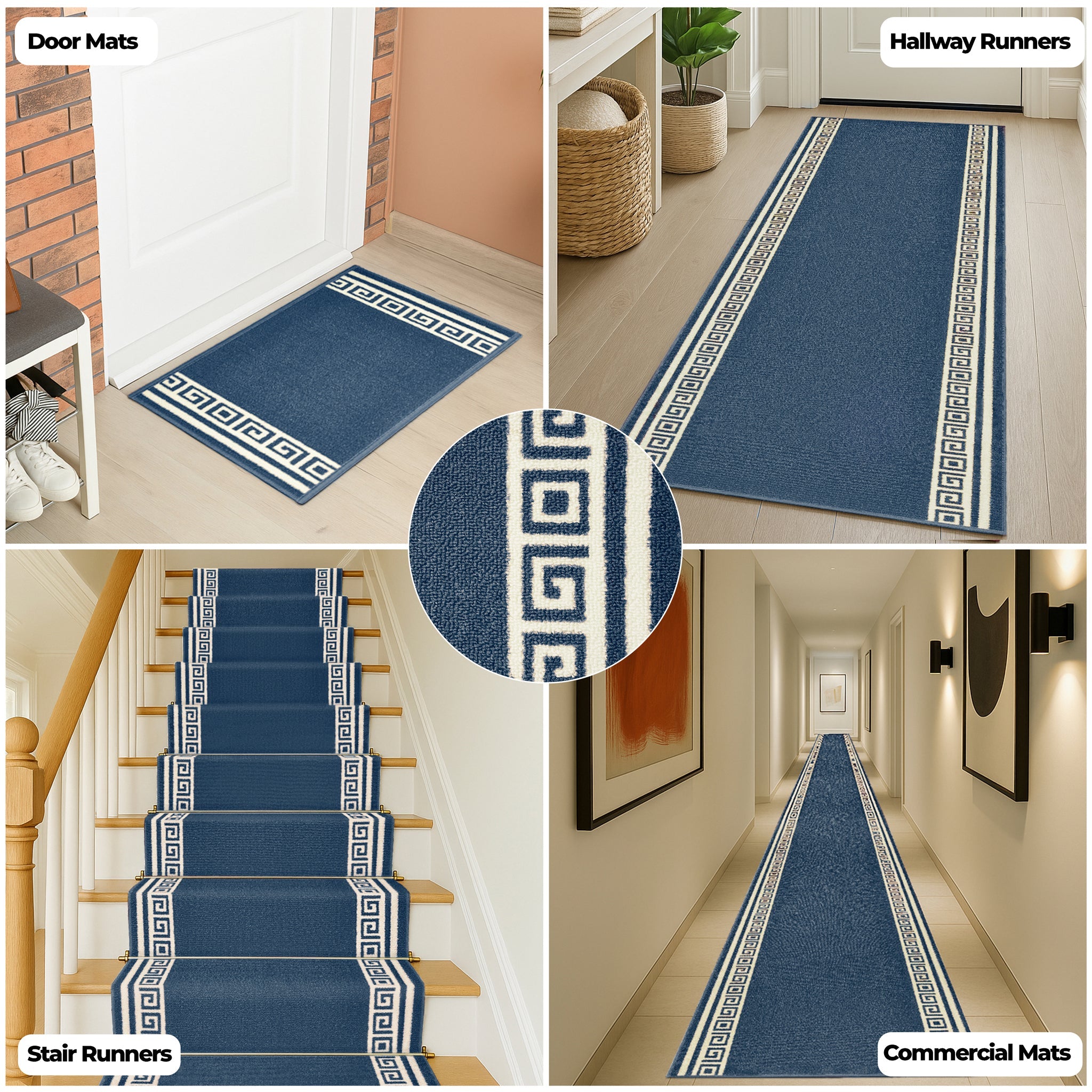 Stair Runner Non-Slip Kitchen Mat - Blue Luna Stair Runner Rug Masters