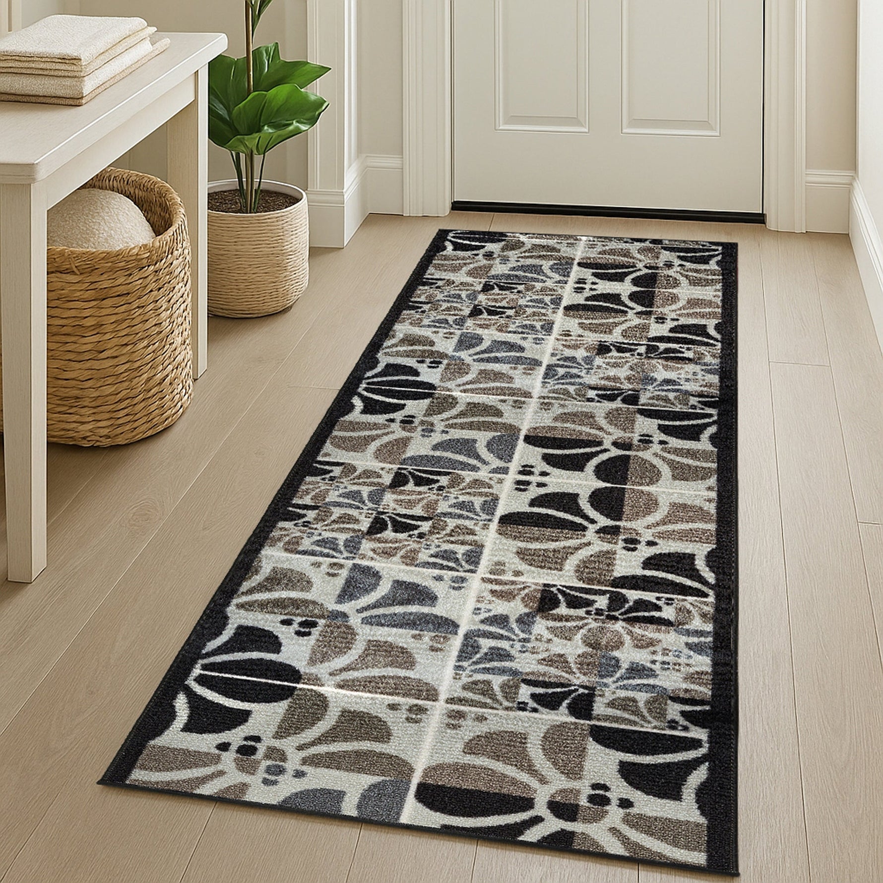 Stair Runner Non - Slip Kitchen Mat - Daisy Grey - Bargainia.com - 