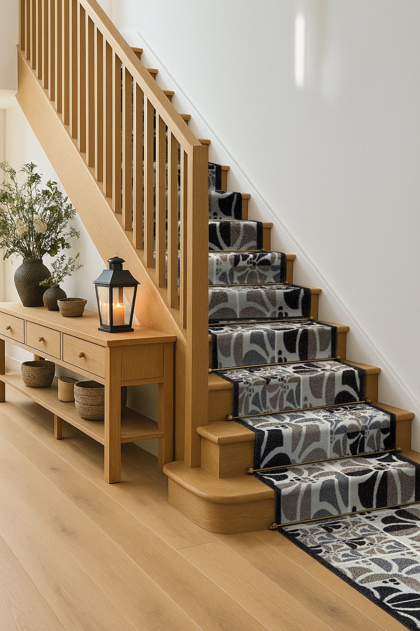 Stair Runner Non - Slip Kitchen Mat - Daisy Grey - Bargainia.com - 