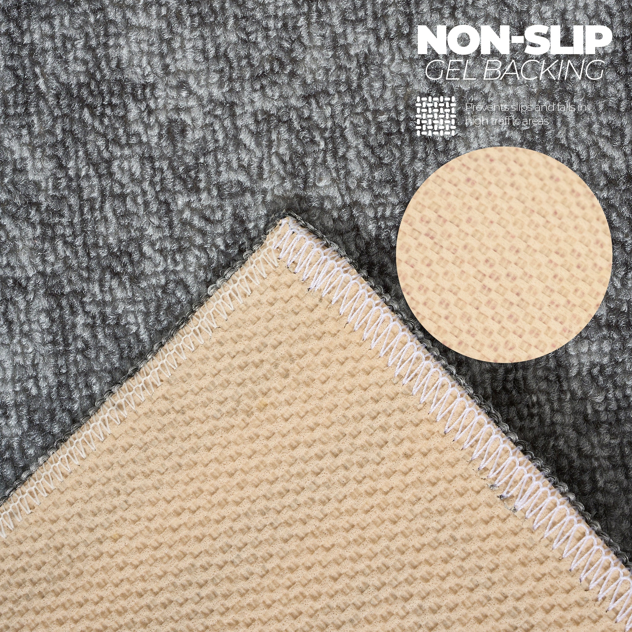 Stair Runner Non-Slip Kitchen Mat - Grey Luna Stair Runner Rug Masters