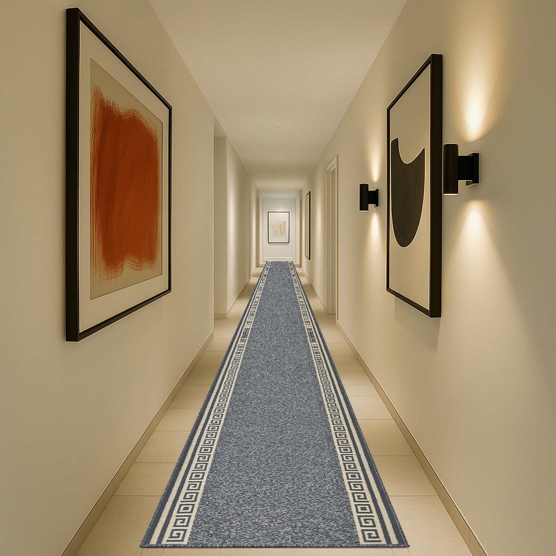 Stair Runner Non-Slip Kitchen Mat - Grey Luna Stair Runner Rug Masters