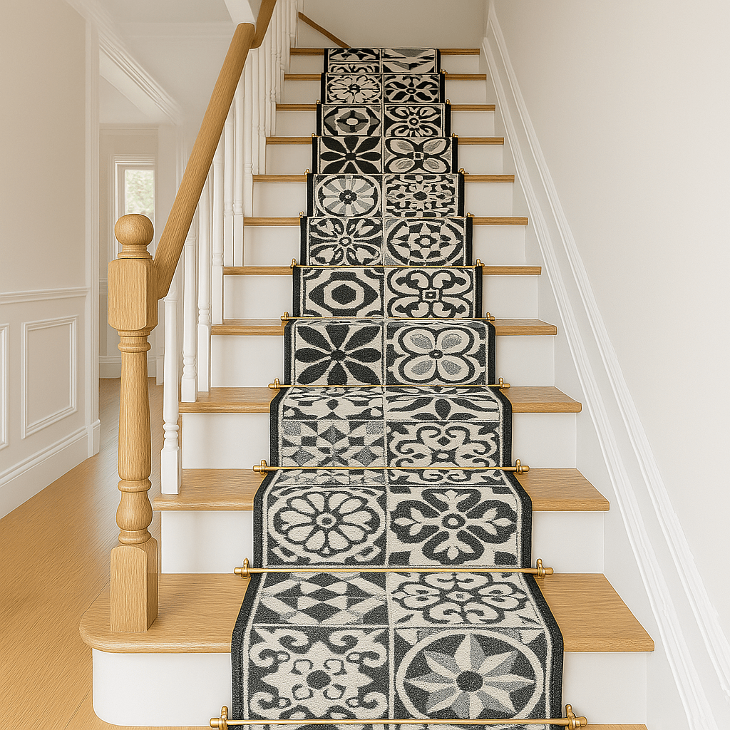 Stair Runner Non - Slip Kitchen Mat - Grey Tiles - Bargainia.com - 