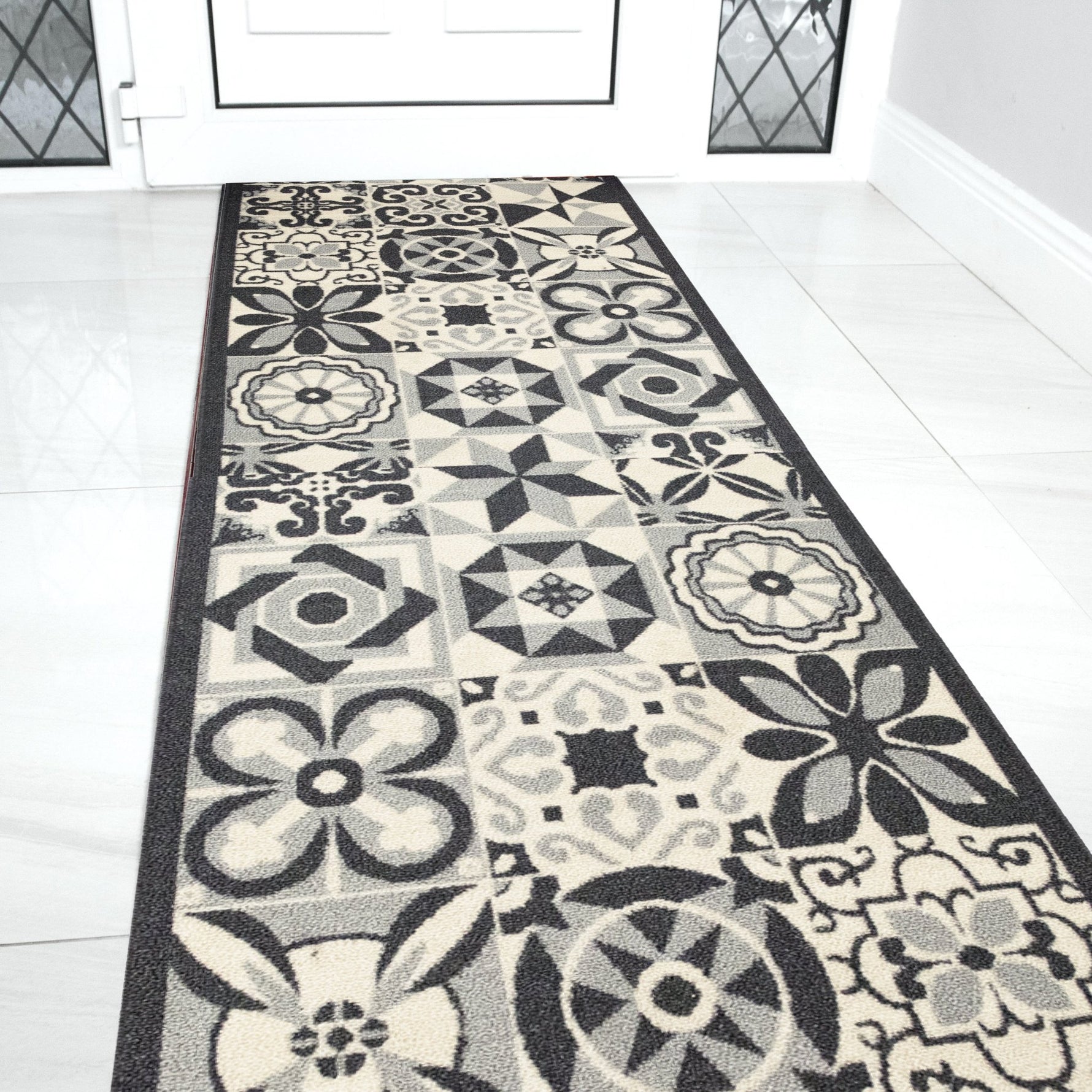 Stair Runner Non - Slip Kitchen Mat - Grey Tiles - Bargainia.com - 