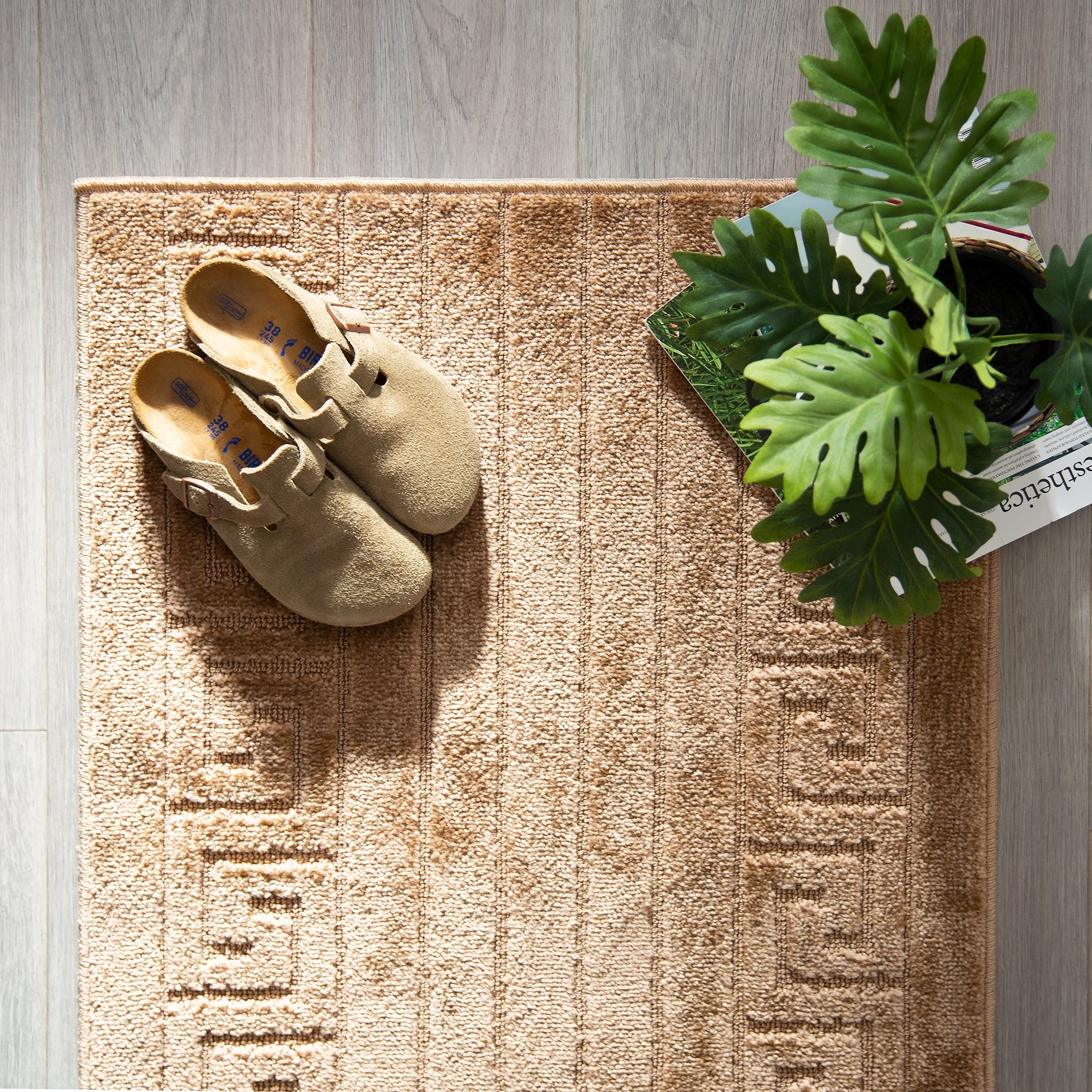 Stair Runner Non-Slip Kitchen Mat - London Beige Greek Border Stair Runner Rug Masters