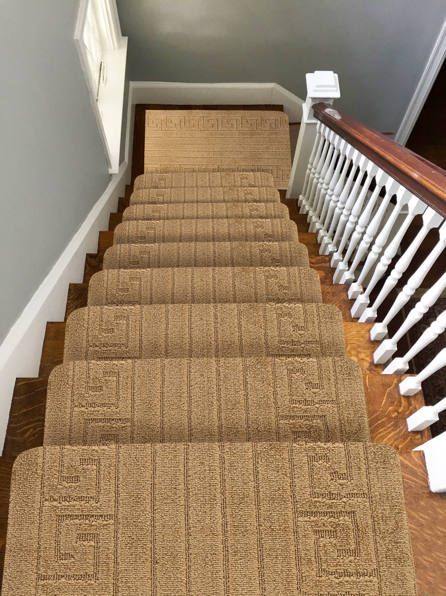 Stair Runner Non - Slip Kitchen Mat - London Beige Greek Border - Bargainia.com - 