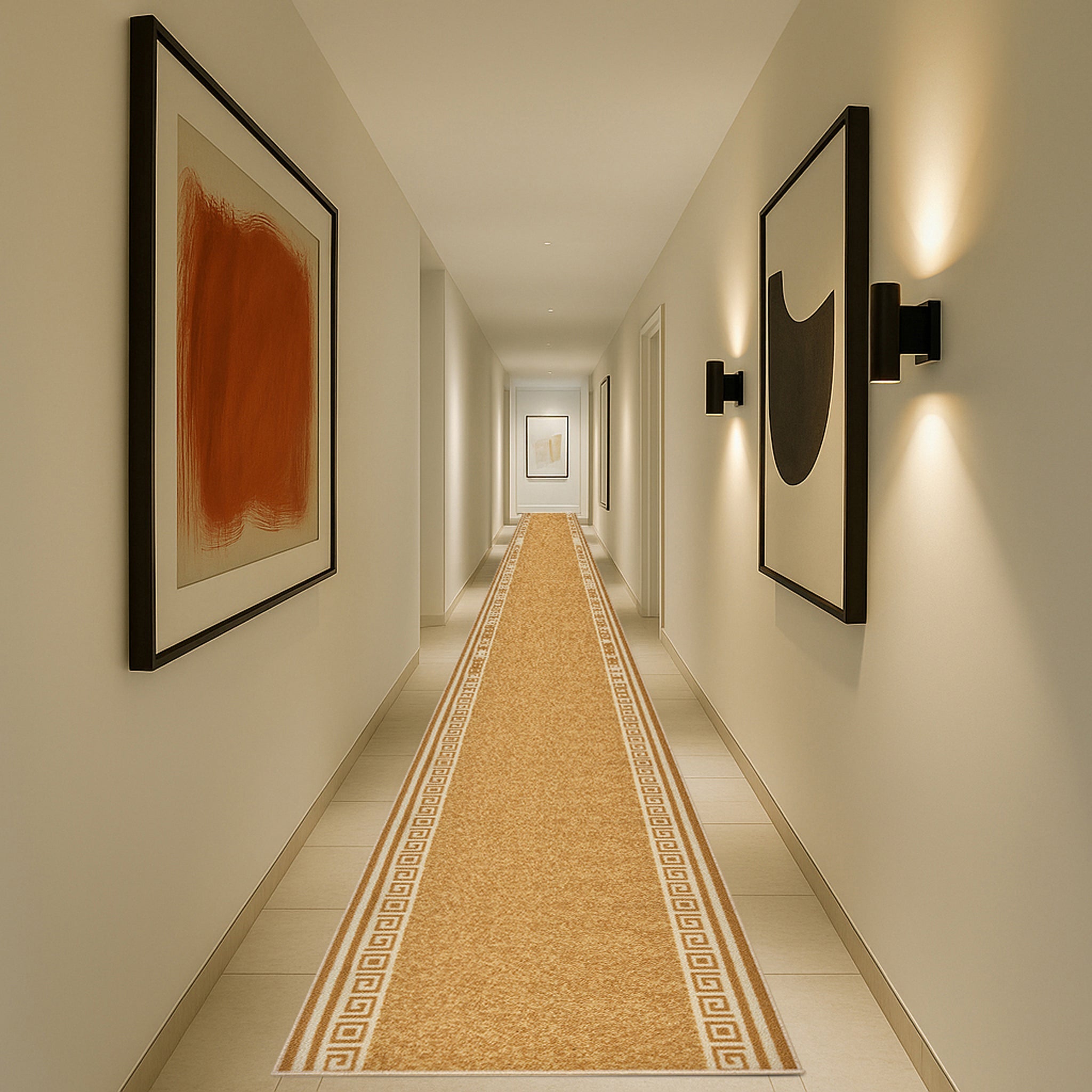 Stair Runner Non-Slip Kitchen Mat - Luna Beige Stair Runner Rug Masters