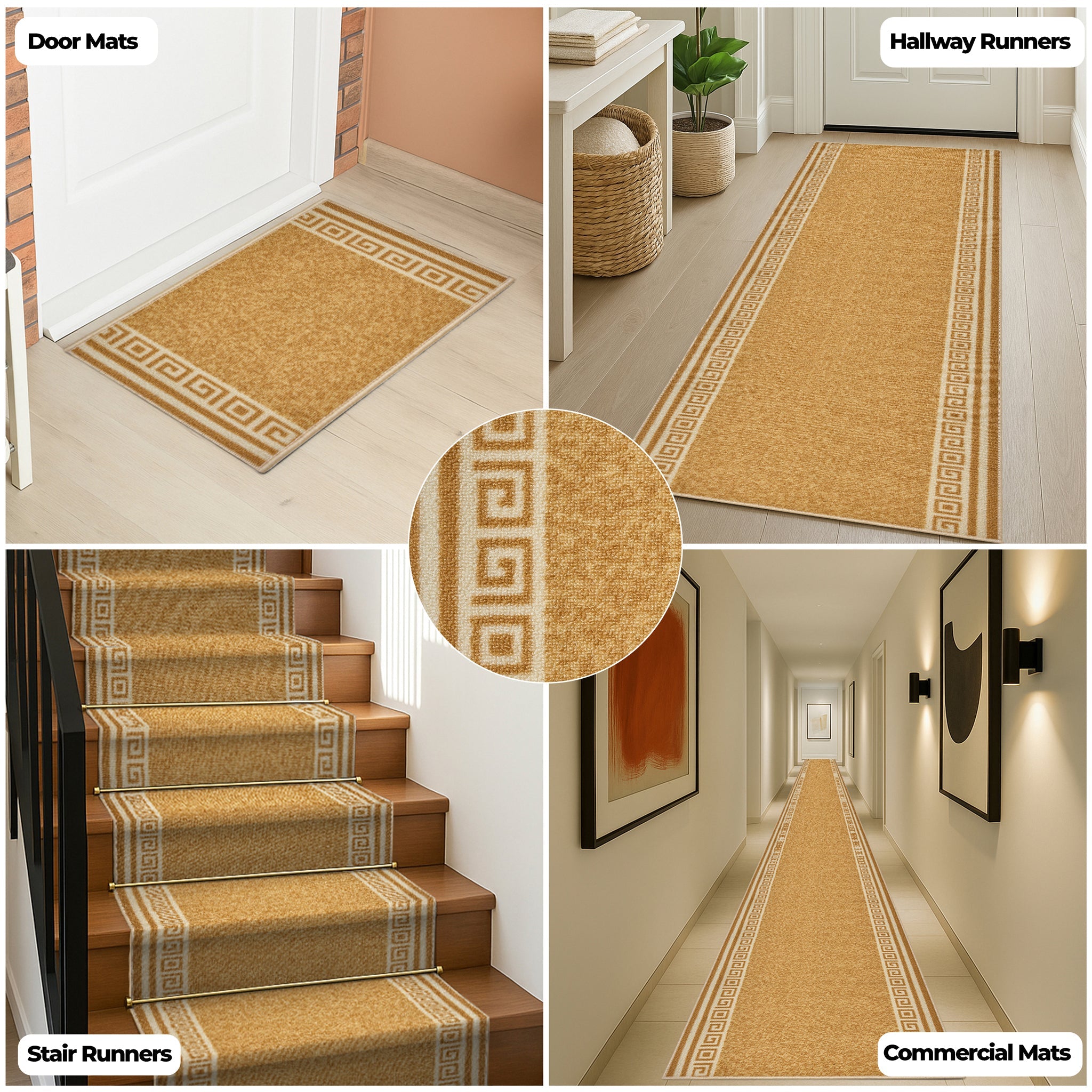 Stair Runner Non-Slip Kitchen Mat - Luna Beige Stair Runner Rug Masters