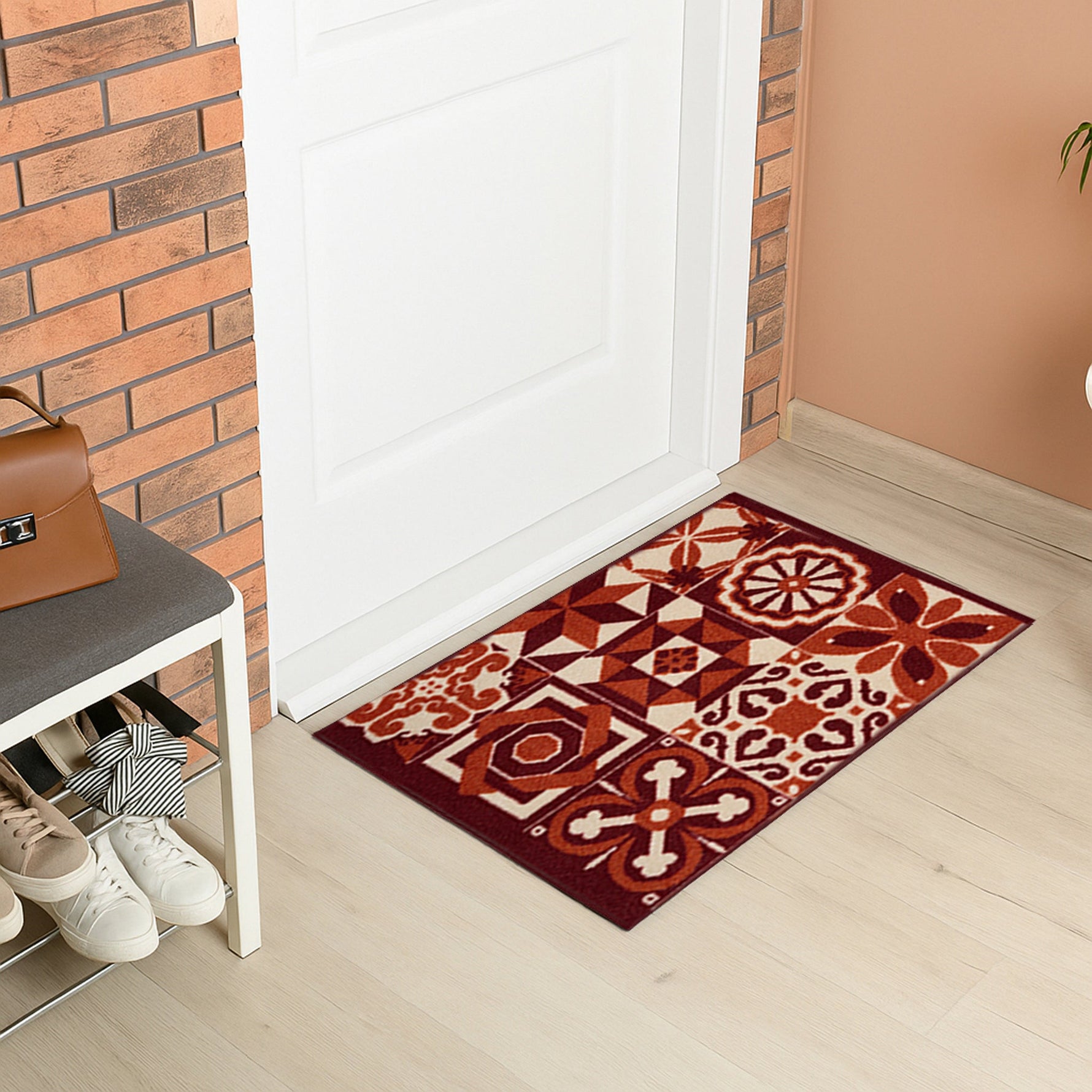 Stair Runner Non - Slip Kitchen Mat - Luna Red Tiles - Bargainia.com - 