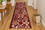 Stair Runner Non - Slip Kitchen Mat - Luna Red Tiles - Bargainia.com - 