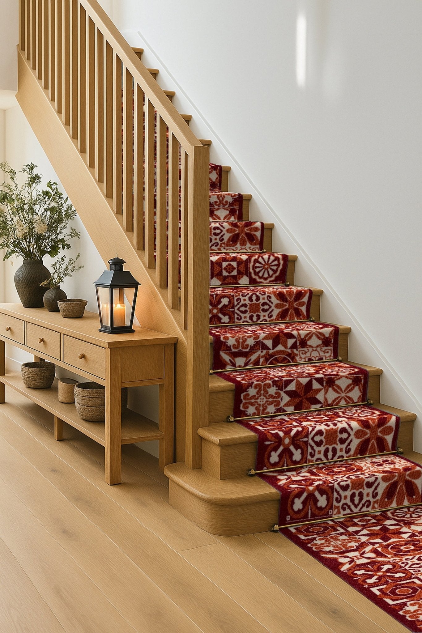 Stair Runner Non - Slip Kitchen Mat - Luna Red Tiles - Bargainia.com - 