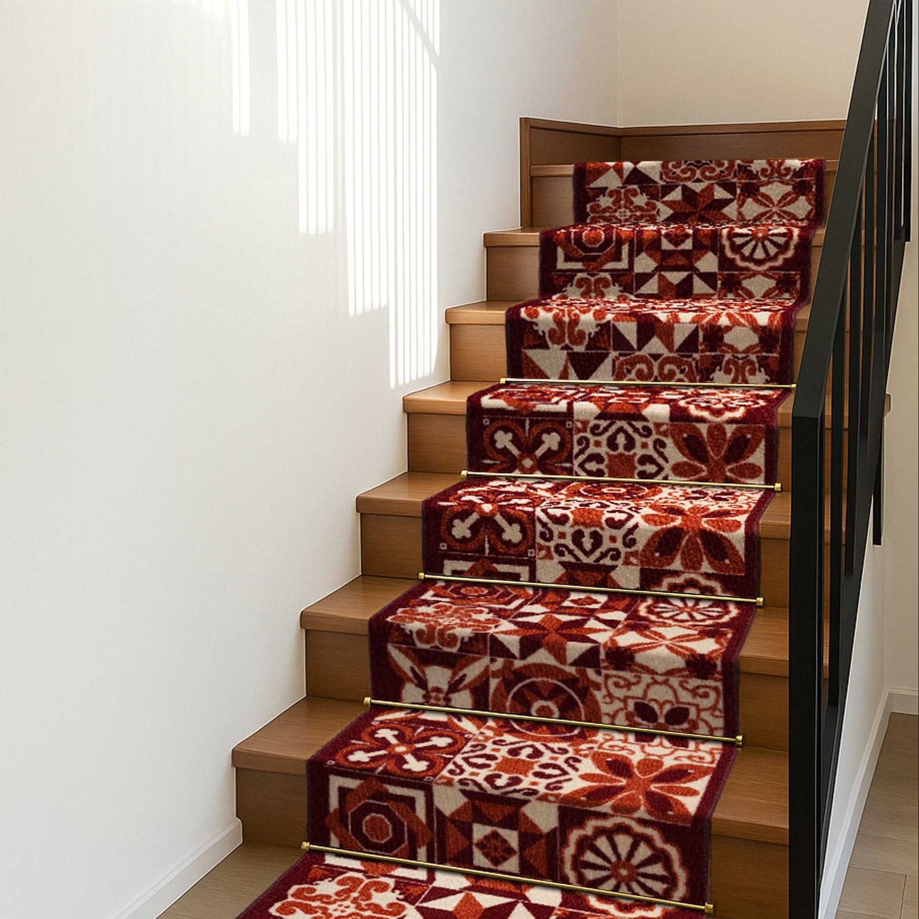 Stair Runner Non - Slip Kitchen Mat - Luna Red Tiles - Bargainia.com - 