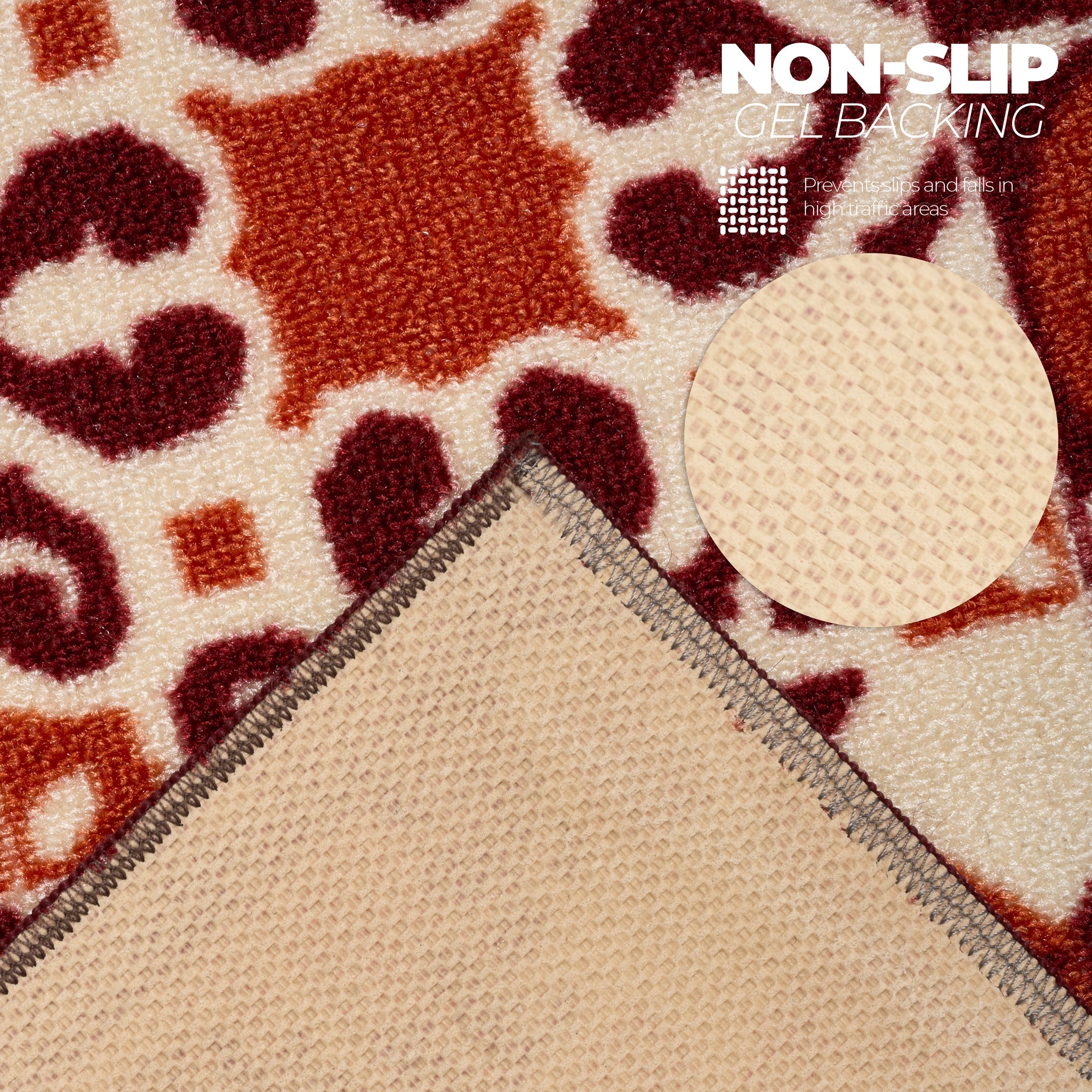 Stair Runner Non-Slip Kitchen Mat - Luna Red Tiles Stair Runner Rug Masters