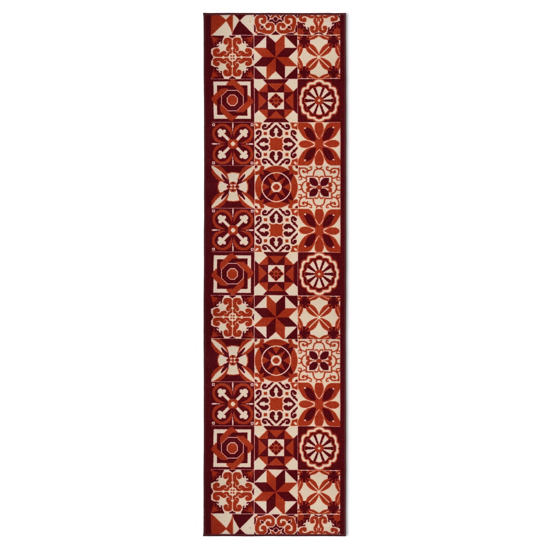Stair Runner Non - Slip Kitchen Mat - Luna Red Tiles - Bargainia.com - 