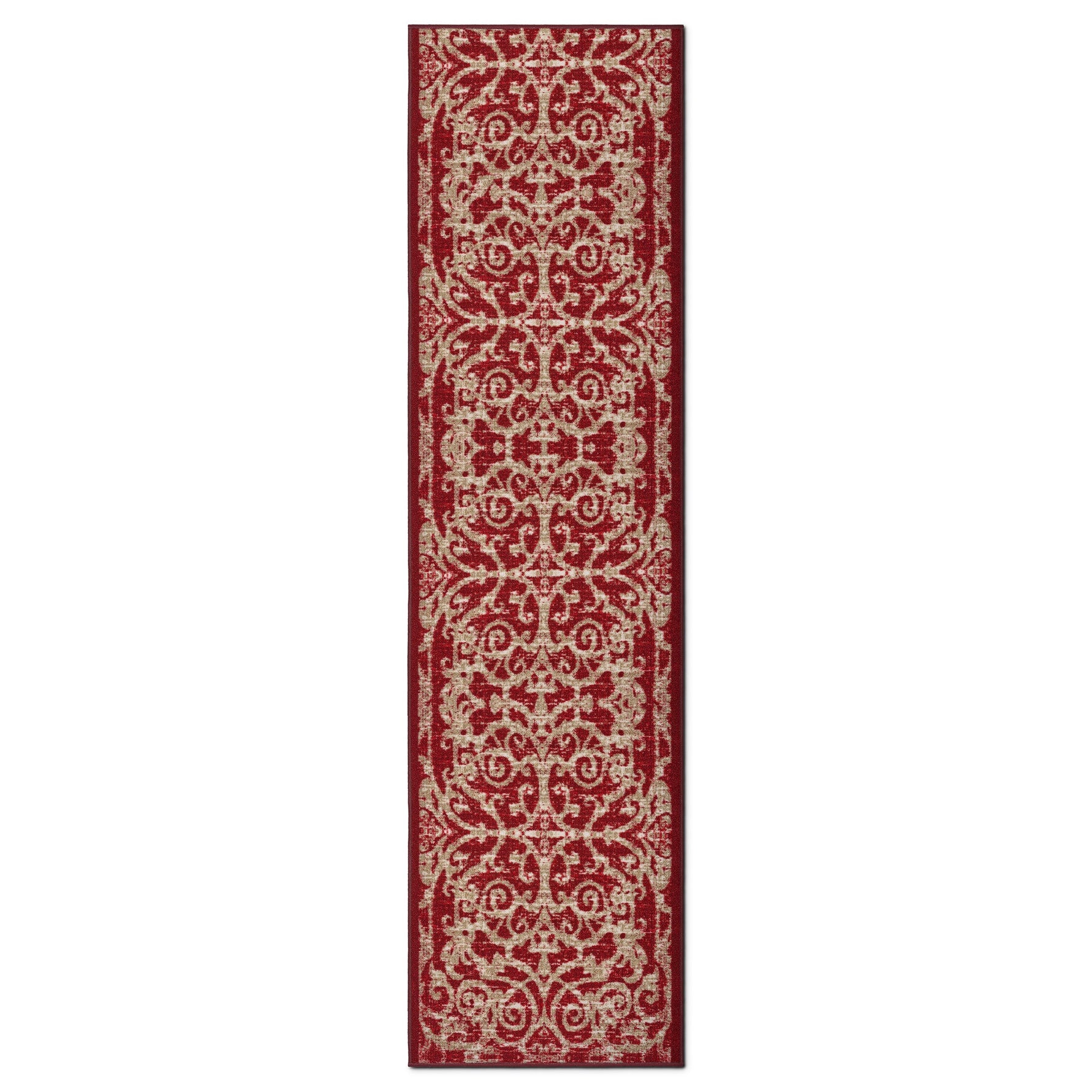Stair Runner Non - Slip Kitchen Mat - Red Filigree - Bargainia.com - 