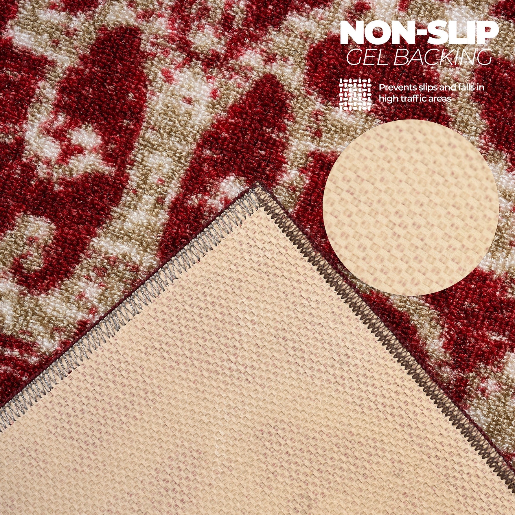 Stair Runner Non - Slip Kitchen Mat - Red Filigree - Bargainia.com - 