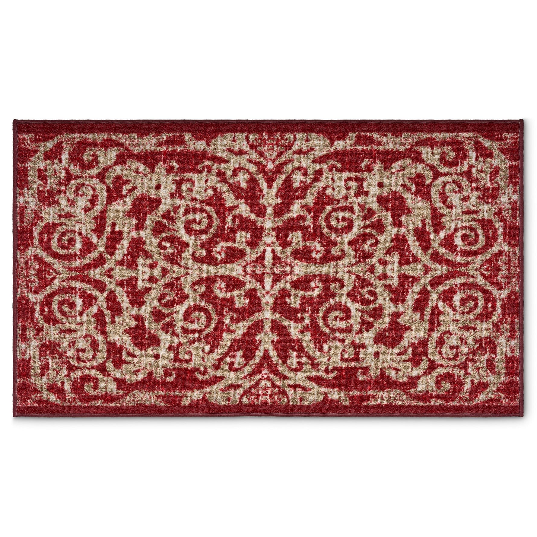 Stair Runner Non - Slip Kitchen Mat - Red Filigree - Bargainia.com - 