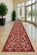 Stair Runner Non - Slip Kitchen Mat - Red Filigree - Bargainia.com - 