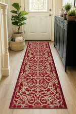 Stair Runner Non - Slip Kitchen Mat - Red Filigree - Bargainia.com - 