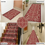 Stair Runner Non - Slip Kitchen Mat - Red Filigree - Bargainia.com - 