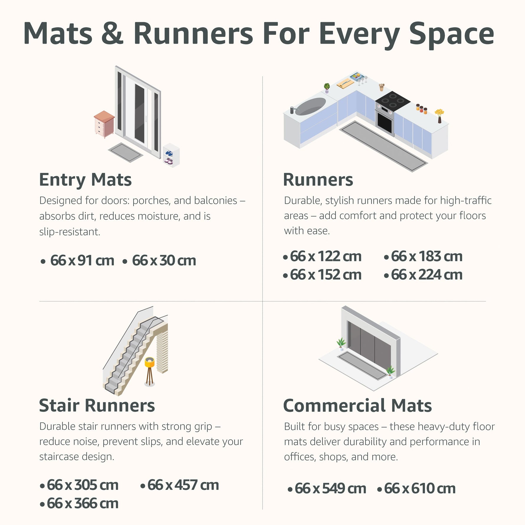 Stair Runner Non - Slip Kitchen Mat - Red Luna - Bargainia.com - 