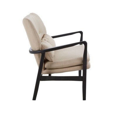 Stockholm 2 Seat Beige Sofa With Black Wood Frame - Bargainia.com - 