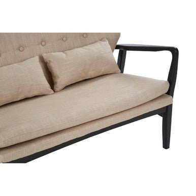 Stockholm 2 Seat Beige Sofa With Black Wood Frame - Bargainia.com - 