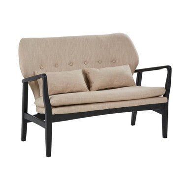 Stockholm 2 Seat Beige Sofa With Black Wood Frame - Bargainia.com - 