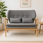 Stockholm 2 Seat Grey Sofa With Birchwood Frame - Bargainia.com - 