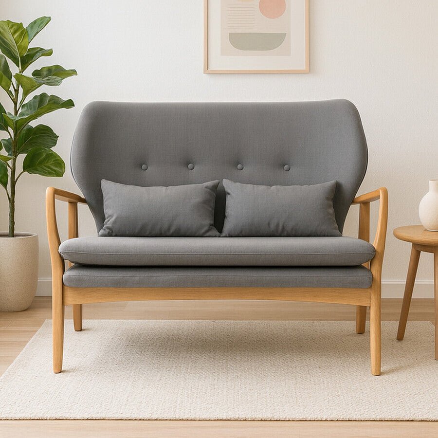 Stockholm 2 Seat Grey Sofa With Birchwood Frame - Bargainia.com - 5018705791487 - 2404213