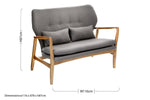 Stockholm 2 Seat Grey Sofa With Birchwood Frame - Bargainia.com - 