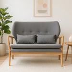 Stockholm 2 Seat Grey Sofa With Birchwood Frame - Bargainia.com - 