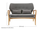 Stockholm 2 Seat Grey Sofa With Birchwood Frame - Bargainia.com - 