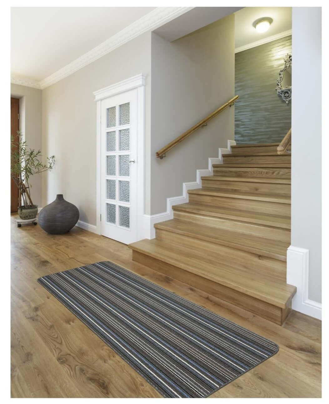 Stockholm Lead/Light Blue Washable Mat - Bargainia.com - 